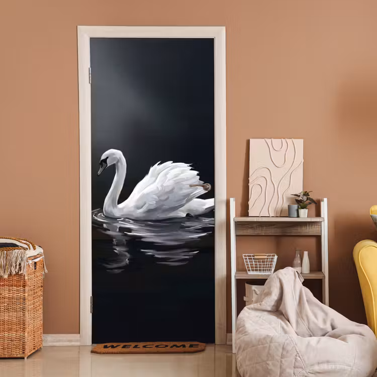 Deursticker - Zwaan - Water - Natuur - Realistisch - Wit — 2