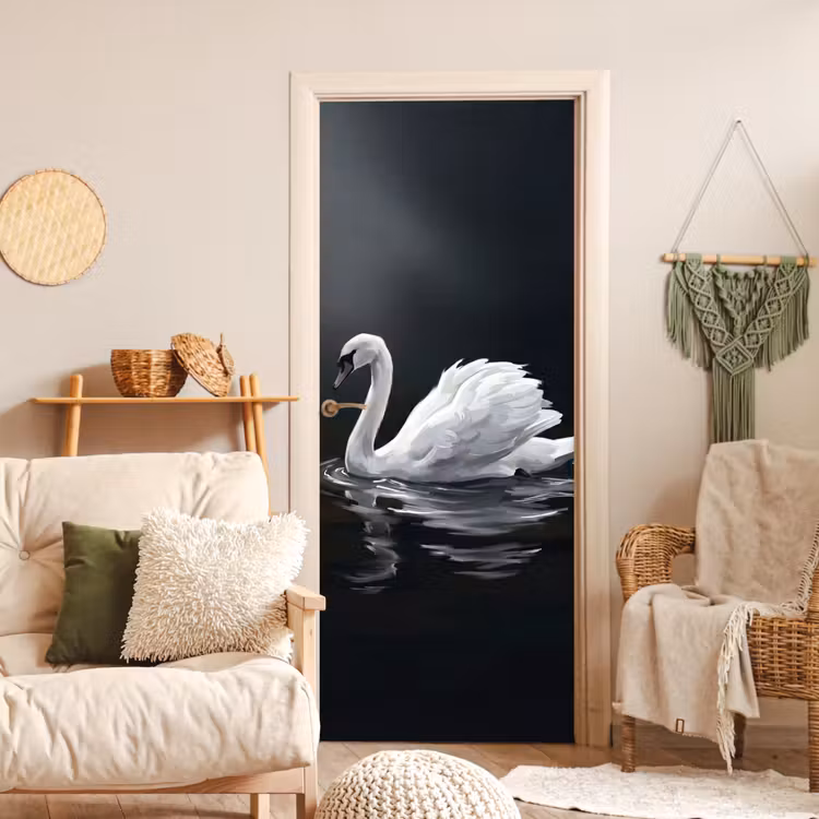 Deursticker - Zwaan - Water - Natuur - Realistisch - Wit — 4