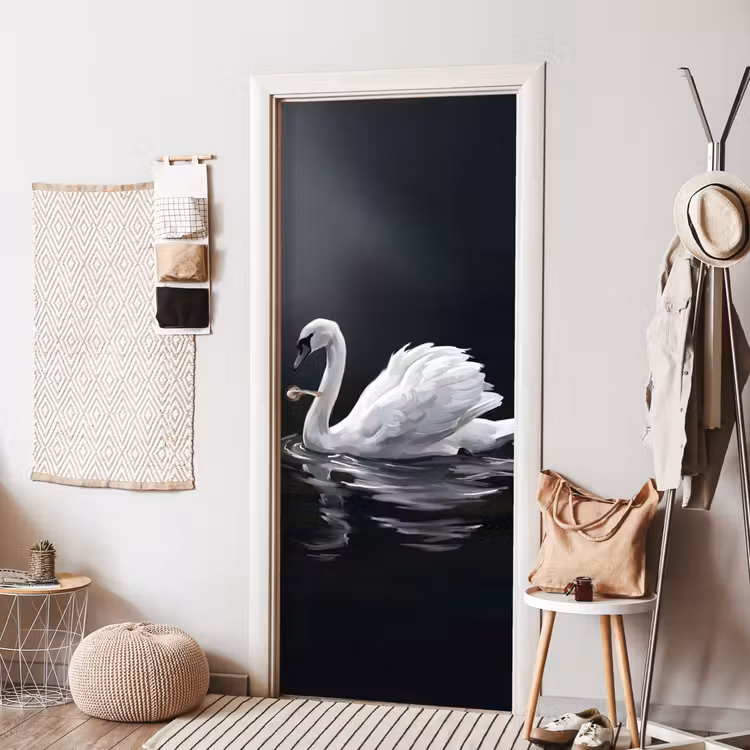 Deursticker - Zwaan - Water - Natuur - Realistisch - Wit — 8
