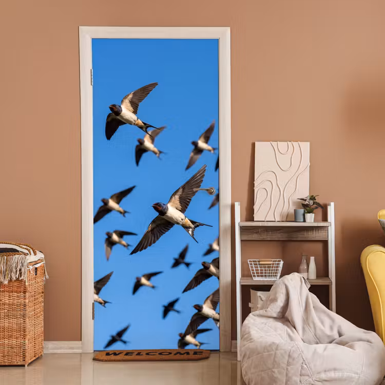 Deursticker - Zwaluwen - Vliegen - Blauw — 2