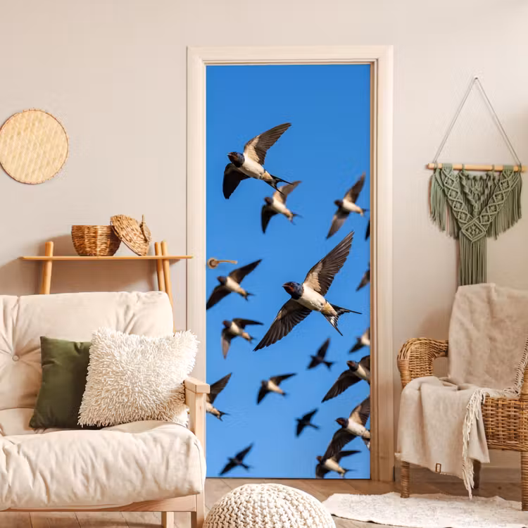 Deursticker - Zwaluwen - Vliegen - Blauw — 4