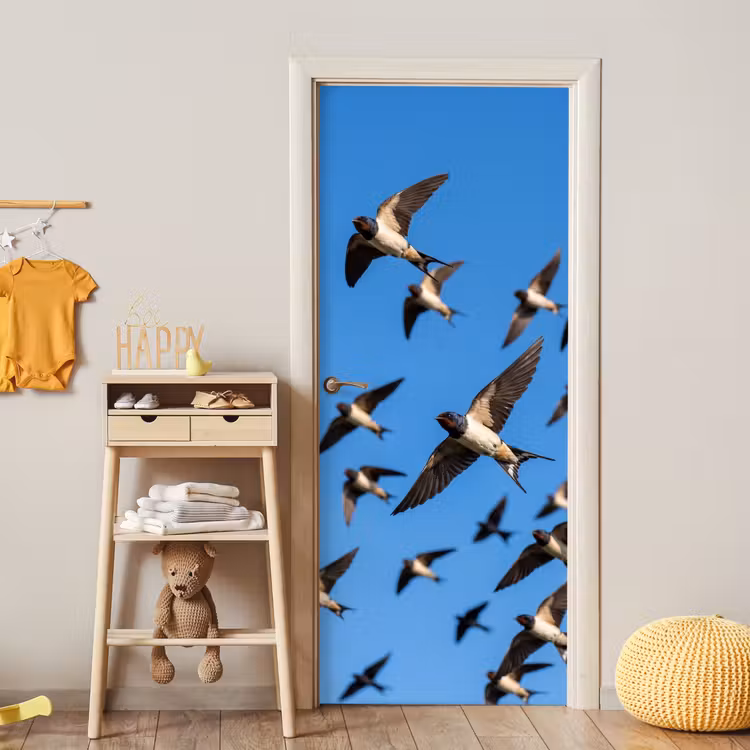 Deursticker - Zwaluwen - Vliegen - Blauw — 6