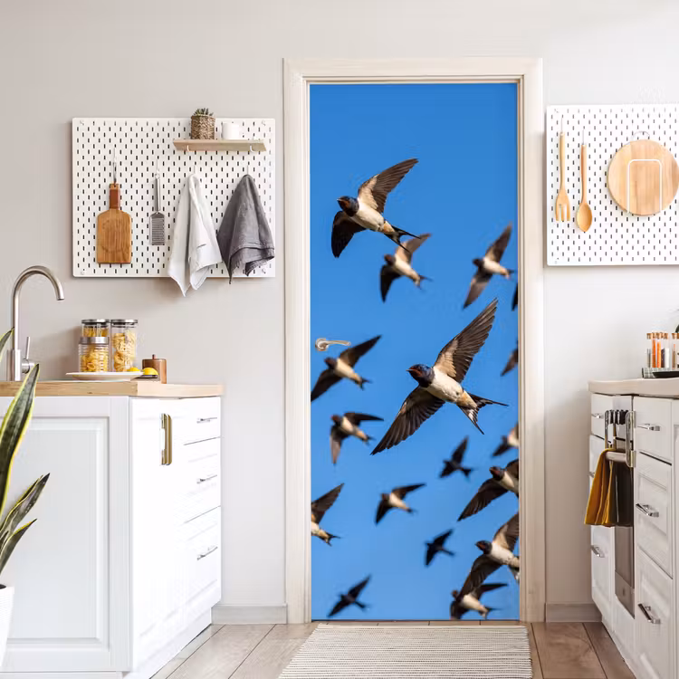 Deursticker - Zwaluwen - Vliegen - Blauw — 7