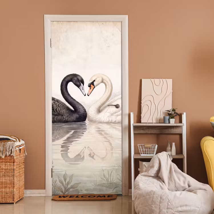 Deursticker - Zwanen - Hartvorm - Dieren — 2