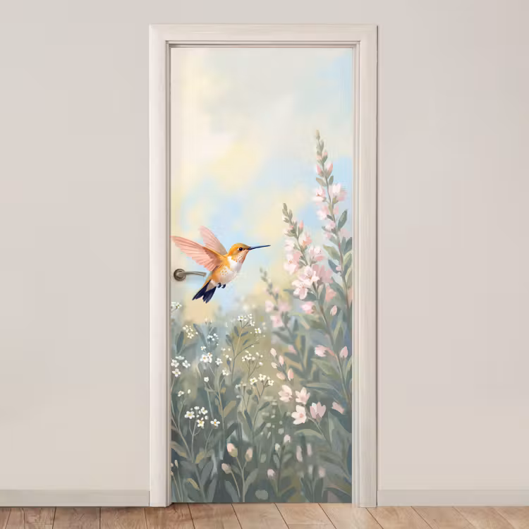 Deursticker - Kolibrie - Illustratie - Kleurrijk — 1