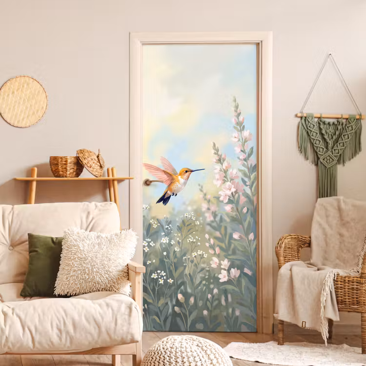Deursticker - Kolibrie - Illustratie - Kleurrijk — 4