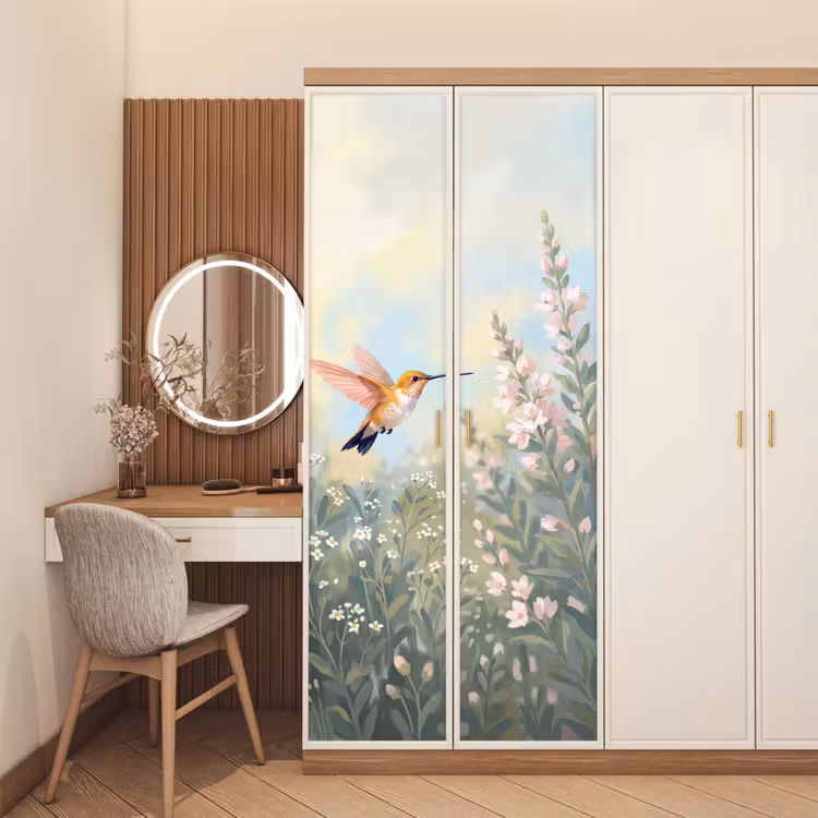 Deursticker - Kolibrie - Illustratie - Kleurrijk — 5