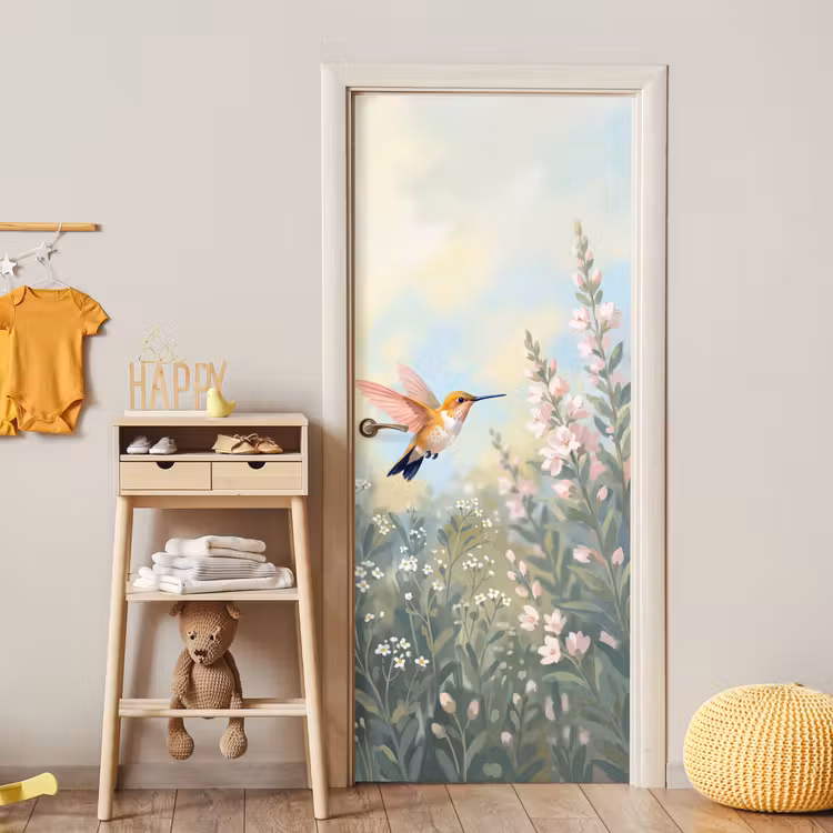 Deursticker - Kolibrie - Illustratie - Kleurrijk — 6