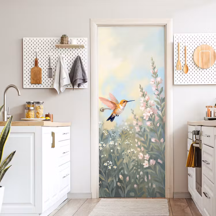 Deursticker - Kolibrie - Illustratie - Kleurrijk — 7
