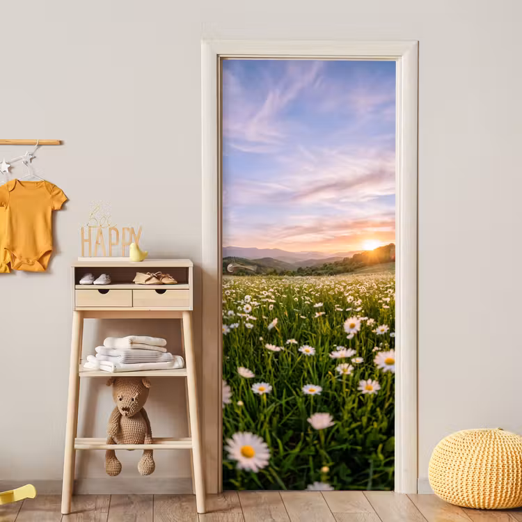 Deursticker - Madelief - Veld - Heuvels - Groen — 6