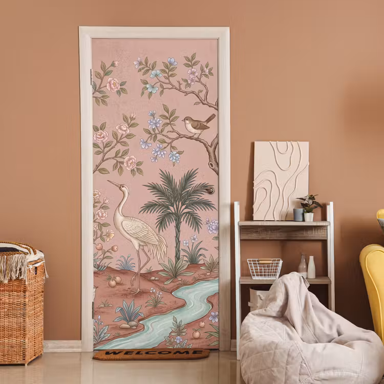 Deursticker - Nostalgisch - Reigers - Roze — 2
