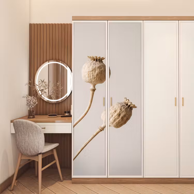Deursticker - Papaverbollen - Droogbloemen - Minimalistisch - Beige - Rustig — 5