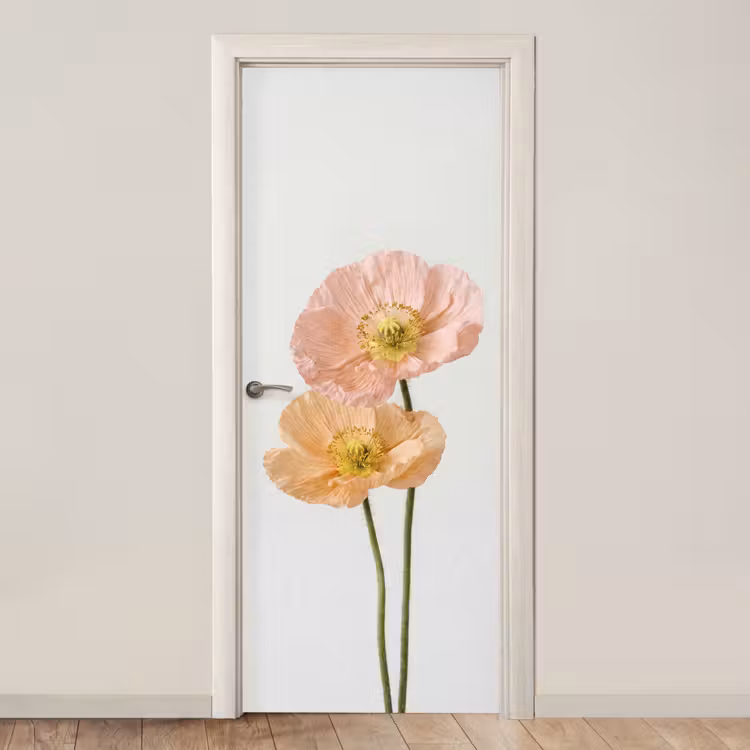 Deursticker - Papavers - Botanisch - Roze — 1