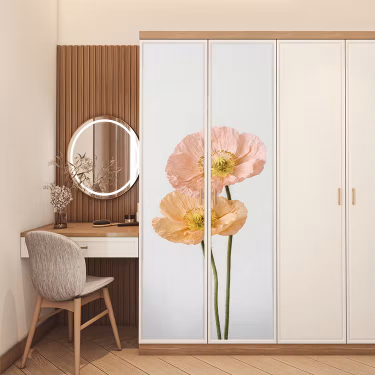 Deursticker - Papavers - Botanisch - Roze — 5