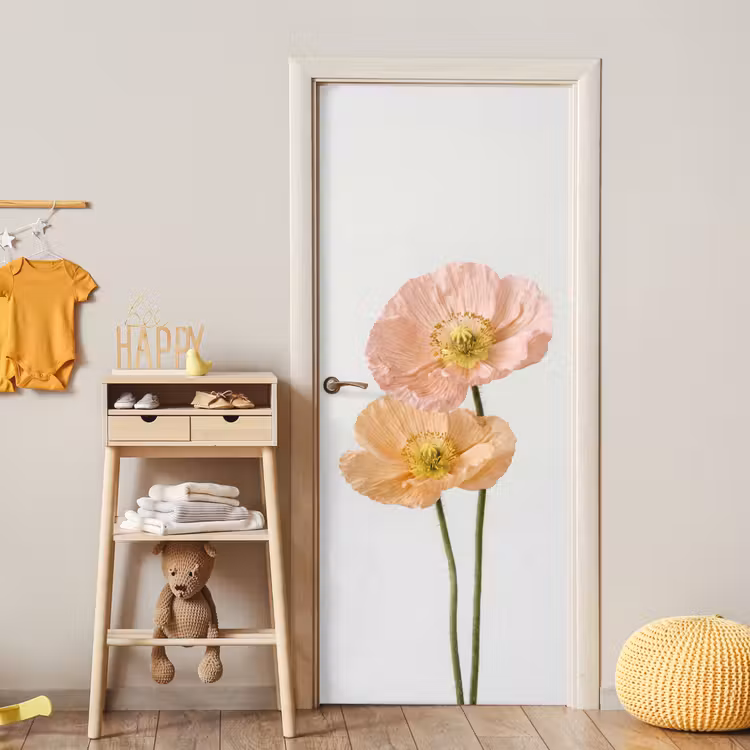 Deursticker - Papavers - Botanisch - Roze — 6