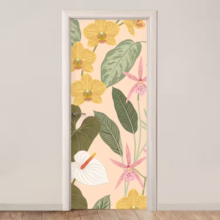 Deursticker - Patroon - Bloemen - Kleurrijk — 1