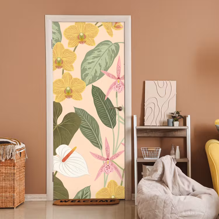 Deursticker - Patroon - Bloemen - Kleurrijk — 2