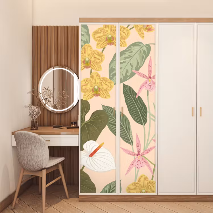 Deursticker - Patroon - Bloemen - Kleurrijk — 5