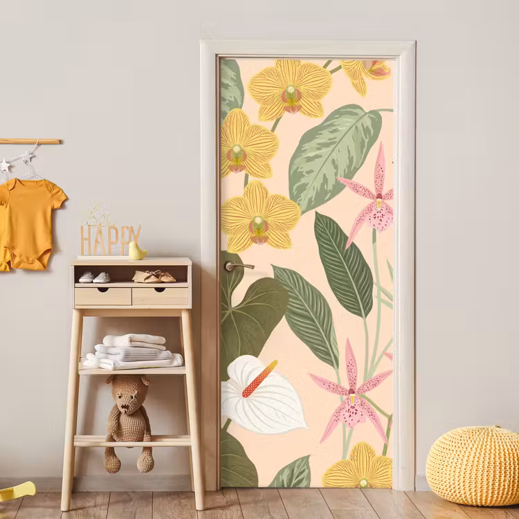 Deursticker - Patroon - Bloemen - Kleurrijk — 6