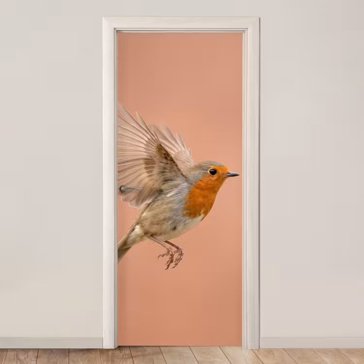 Deursticker - Roodborst - Natuur - Roze — 1