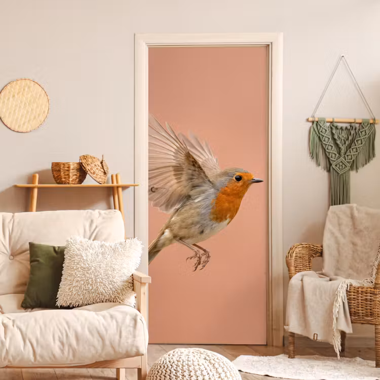 Deursticker - Roodborst - Natuur - Roze — 4