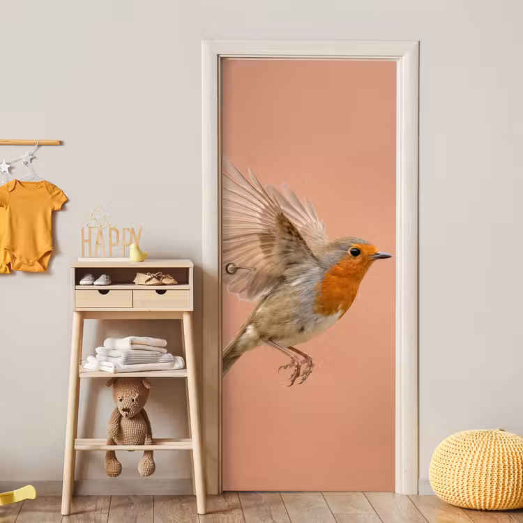 Deursticker - Roodborst - Natuur - Roze — 6