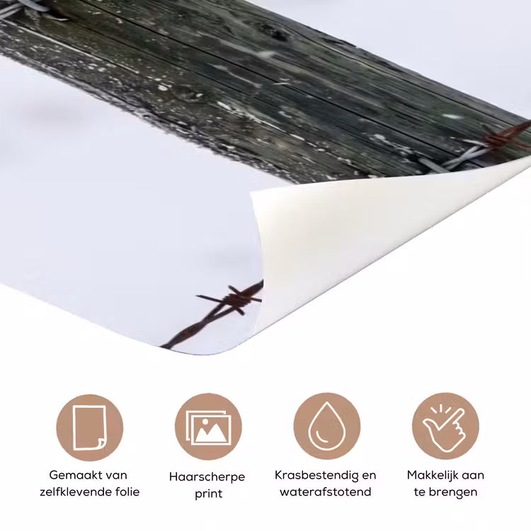 Deursticker - Sneeuwuil - Hek - Sneeuw - Wit — 3