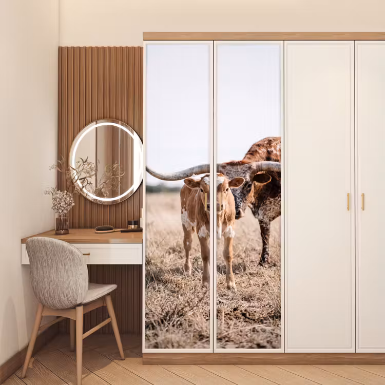 Deursticker - Texas Longhorn - Kalf - Weide - Dieren — 5