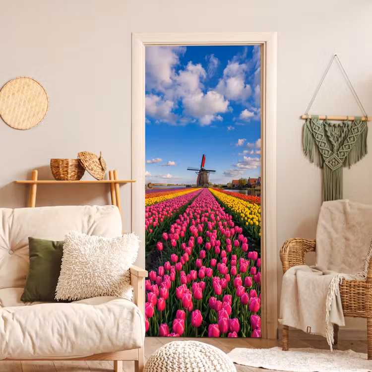Deursticker - Tulpen - Holland - Molen - Kleurrijk — 4