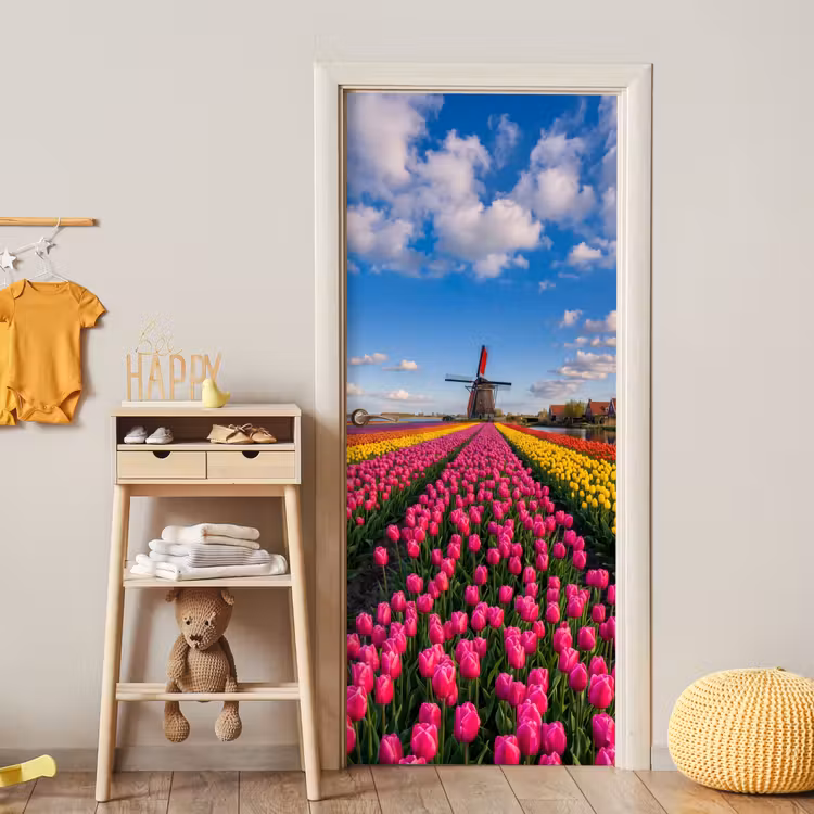 Deursticker - Tulpen - Holland - Molen - Kleurrijk — 6
