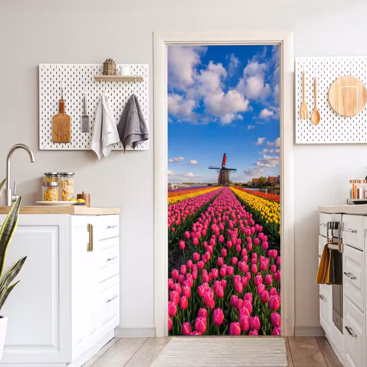 Deursticker - Tulpen - Holland - Molen - Kleurrijk — 7