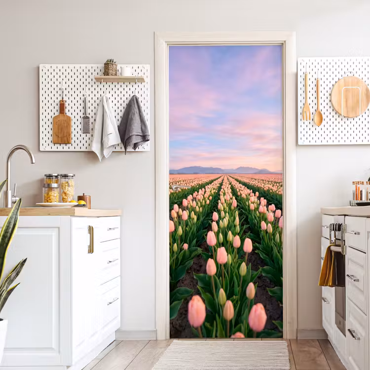 Deursticker - Tulpen - Landschap - Roze — 7