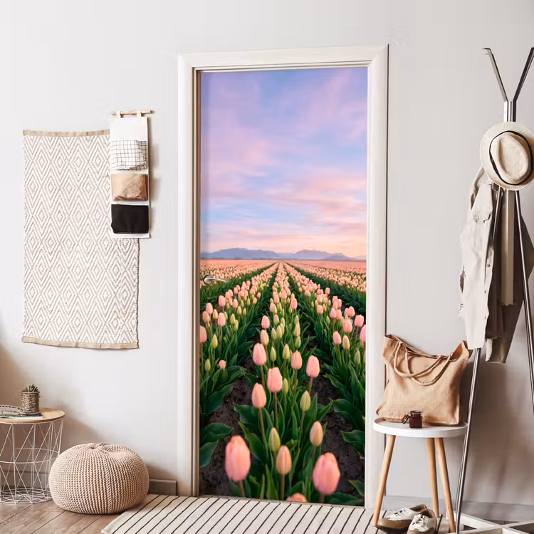 Deursticker - Tulpen - Landschap - Roze — 8