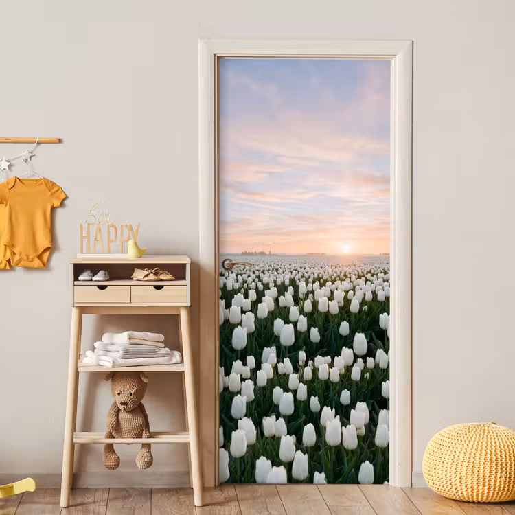 Deursticker - Tulpen - Landschap - Wit — 6