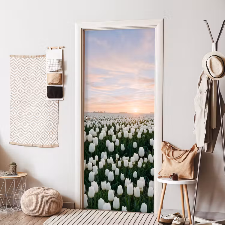 Deursticker - Tulpen - Landschap - Wit — 8