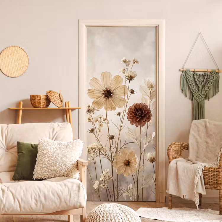 Deursticker - Wilde bloemen - Botanisch - Vintage - Natuur - Rustiek — 4