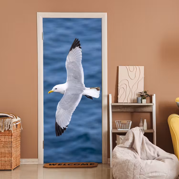 Deursticker - Zeemeeuw - Oceaan - Blauw — 2