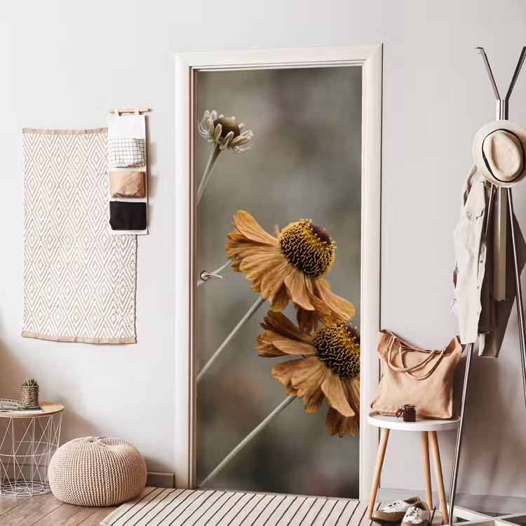 Deursticker - Zonnehoed - Droogbloemen - Geel - Warm — 8