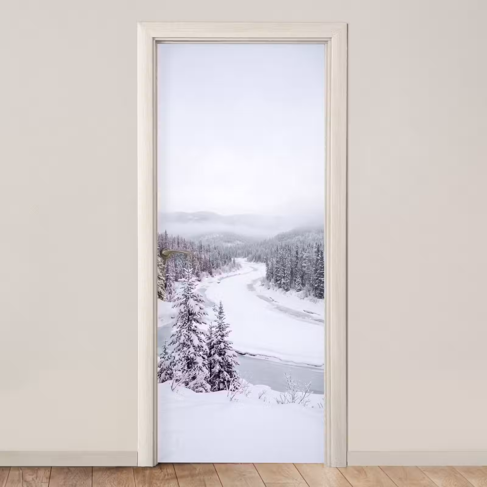 Deursticker - Rivier - Bevroren - Landschap - Winter — 1
