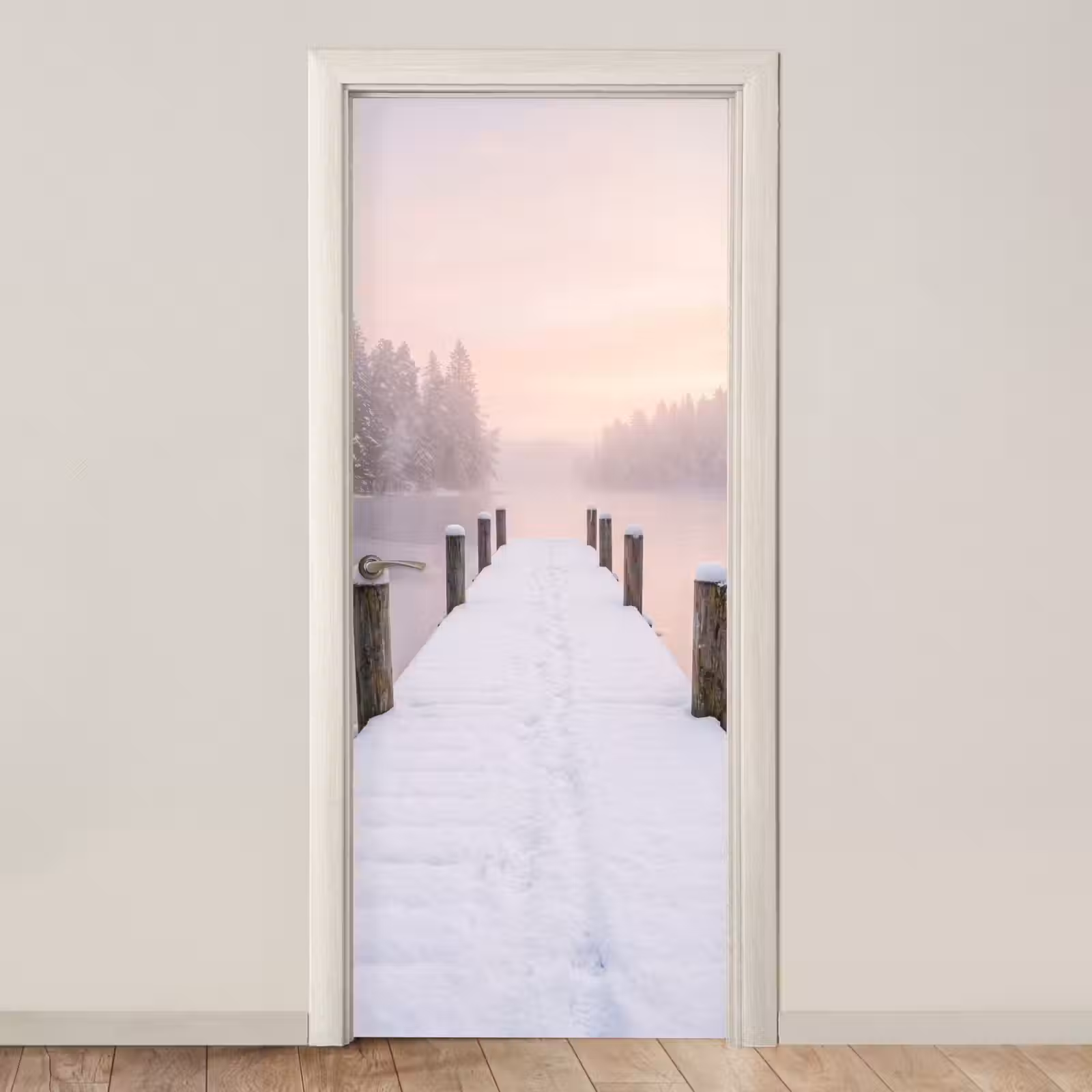 Deursticker - Steiger - Meer - Mist - Winter - Serene — 1