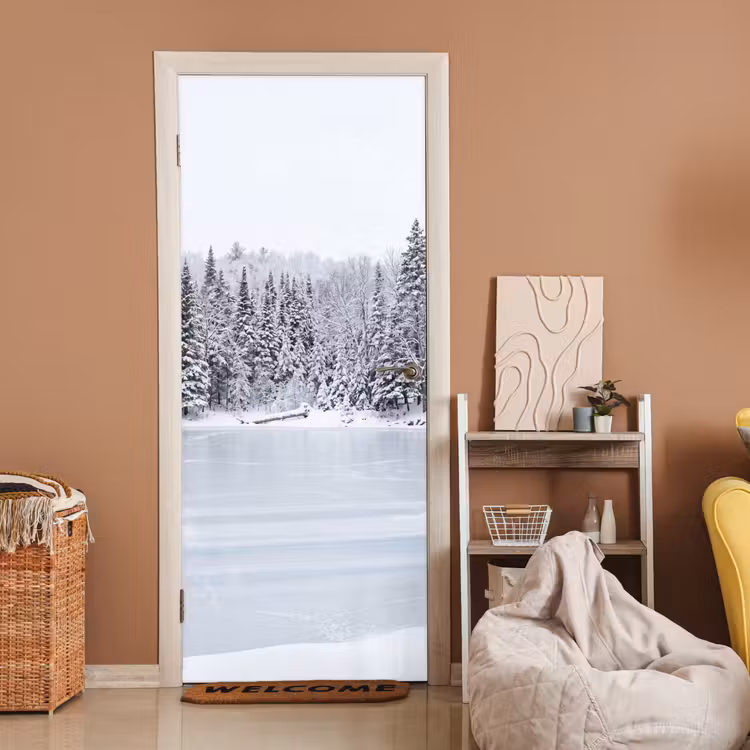 Deursticker - Meer - Dennen - IJs - Winter - Rustgevend — 2