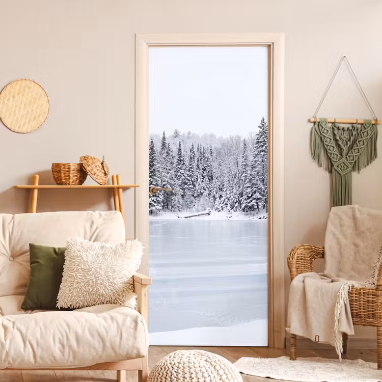 Deursticker - Meer - Dennen - IJs - Winter - Rustgevend — 4