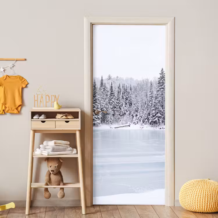 Deursticker - Meer - Dennen - IJs - Winter - Rustgevend — 6