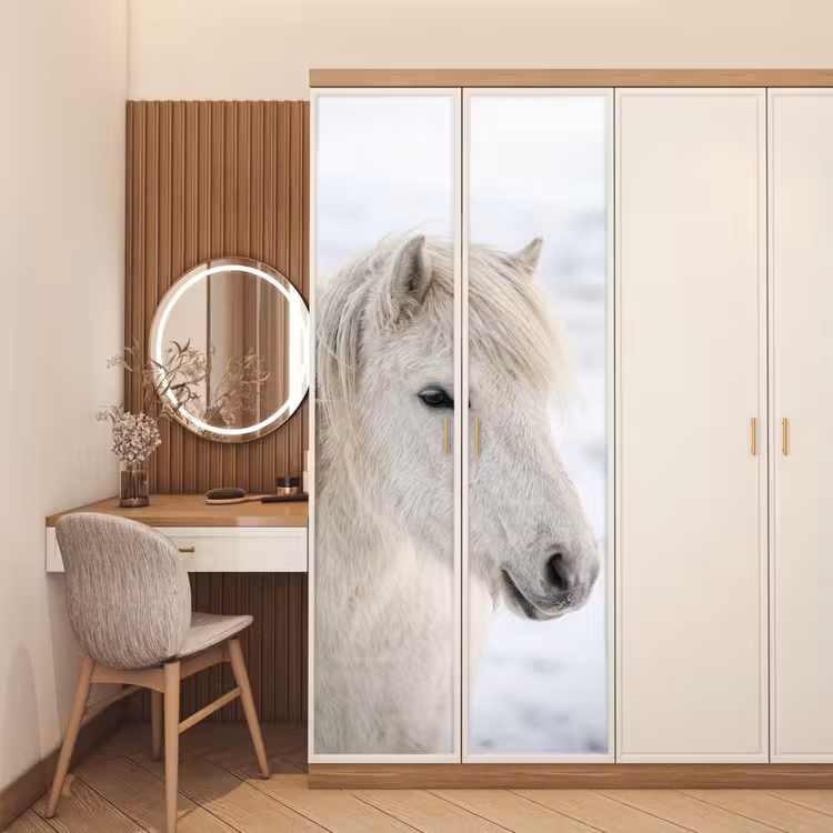 Deursticker - Paard - Kop - Winter - Dieren - Wit — 5
