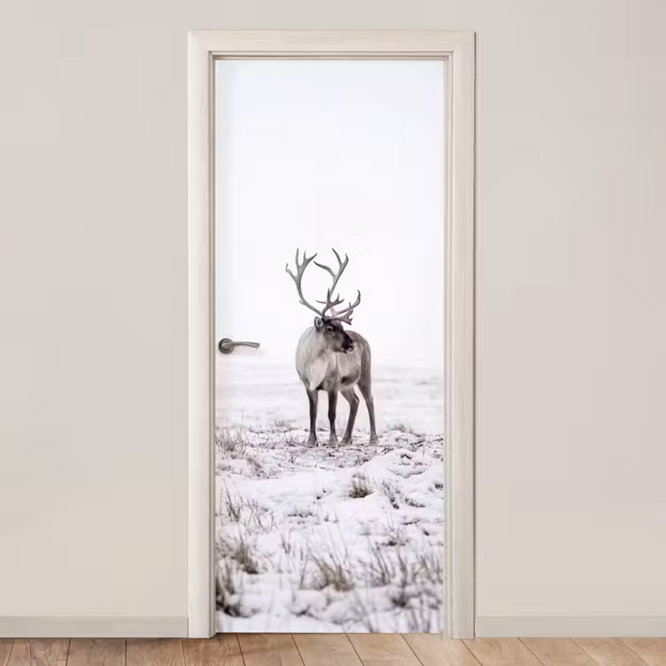 Deursticker - Rendier - Gewei - Sneeuw - Winter — 1