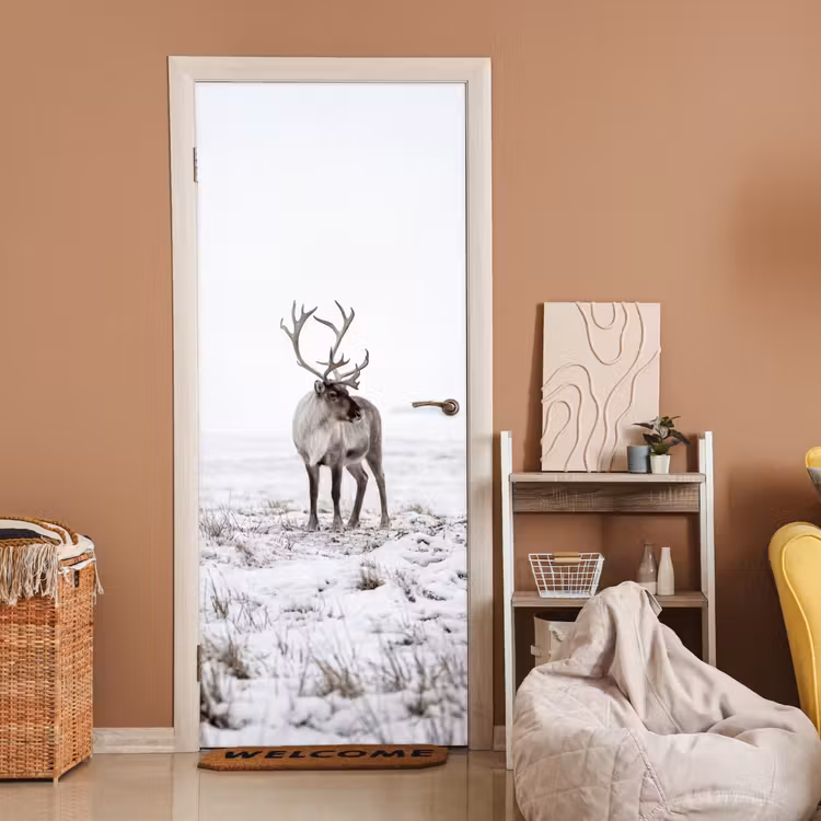 Deursticker - Rendier - Gewei - Sneeuw - Winter — 2
