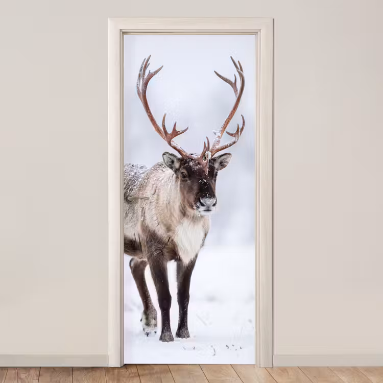 Deursticker - Rendier - Gewei - Toendra - Sneeuw - Wild — 1