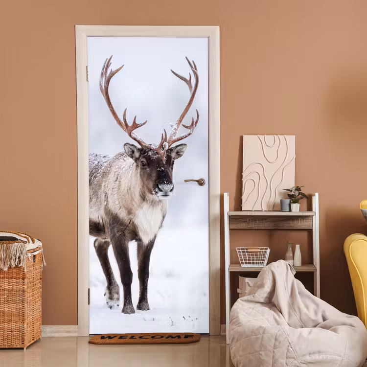 Deursticker - Rendier - Gewei - Toendra - Sneeuw - Wild — 2