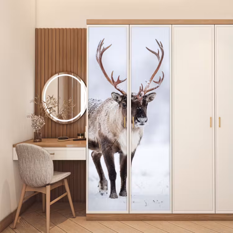 Deursticker - Rendier - Gewei - Toendra - Sneeuw - Wild — 5