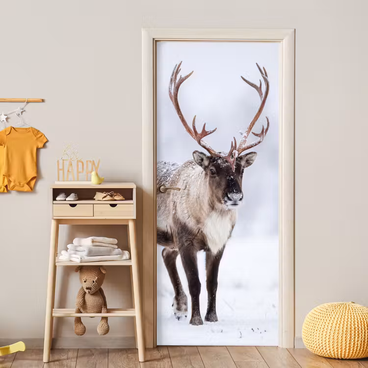 Deursticker - Rendier - Gewei - Toendra - Sneeuw - Wild — 6
